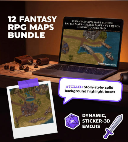 12 Fantasy RPG Maps Bundle | Battle Maps & Island Maps for D&D, TTRPG & VTT | Instant Download